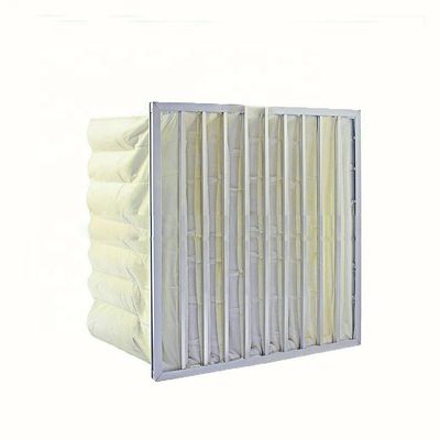 High Dust Collected Efficiency 6 Bag Air Filter , F8 F7 Washable Synthetic Yellow Cotton Air Pocket Filter For Industry