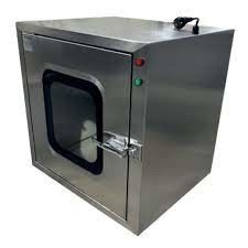 Optics Industry Cleanroom Pass Box with Air Lock Pass-Through and Air Barrier in Silver
